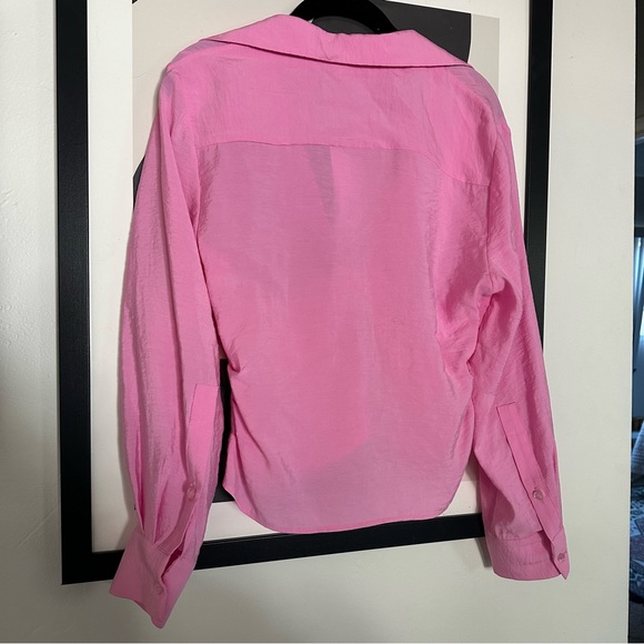 NWT Zara Ruched Button Down Shirt - Picture 7 of 10